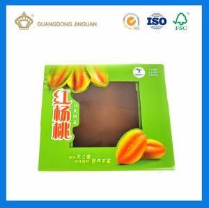 Color Printed Corrugated Carton with Hard Plastic Handle and Window to Carry Fruits