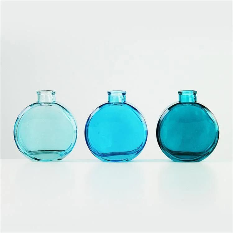 fashion Luxury Flat Round Empty Fragrance Glass Aroma Diffuser Bottle