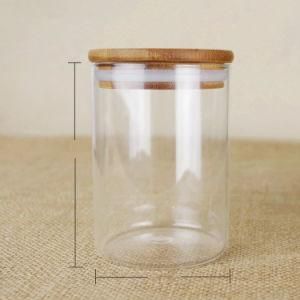 80mm*120mm Borosilicate Food Storage Sealing Glass Jar with Bamboo Lid