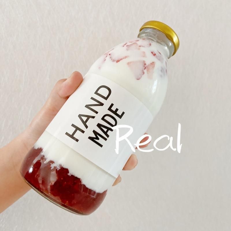 500ml Clear Round Fresh Milk Tea Ice Cold Juice Beverage Glass Bottles with Screw Metal Lid 16 Oz