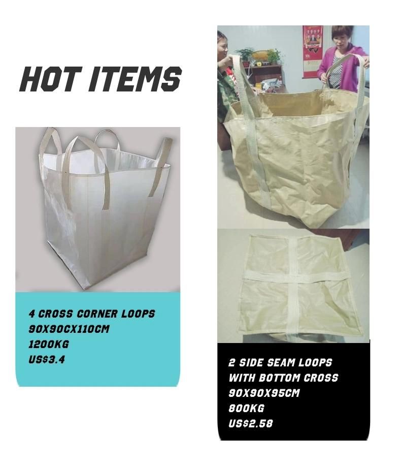 U-Panel Open Top Big PP Bags with 4loops China PP Bag Manufacturer