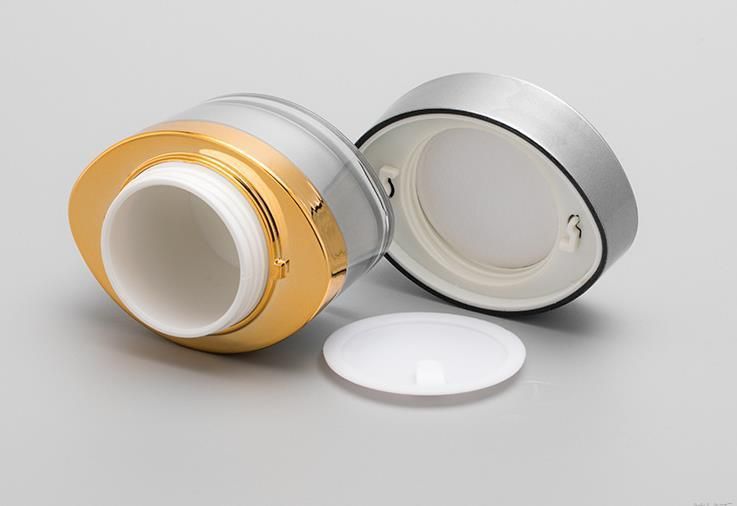 High-Grade Luxury White Golden 20g 30g Cosmetic Jar Cream Jar Plastic Jar with Hand Pull Gasket