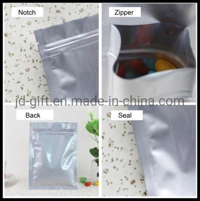 Wholesale Alu Silver Flat Pouches with Reusable Zipper Support Customized Printing for Tea Feed Dog Snack