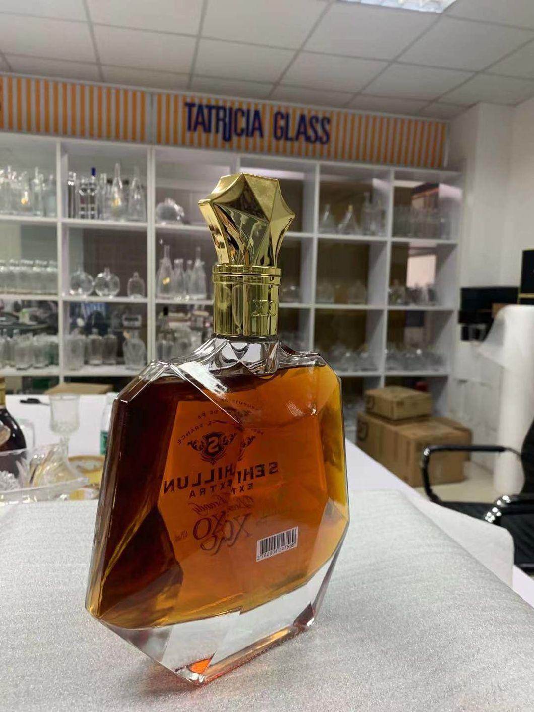 Wholesale Thick Base Classic High End 700ml 40oz Glass Liquor Spirit Wine Brandy Vodka Whisky Bottle