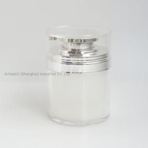 Large Volume 70g Silver Pump Clear Acrylic Airless Jar for Moisture