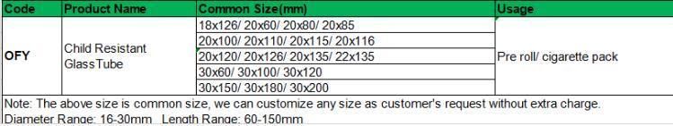 Custom Design Glass Cigar Tubes Preroll Doob Tubes with Childproof Cap
