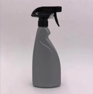 16oz Plastic HDPE Grey Color Flat Shape Trigger Spray Chemical Cleaning Bottle