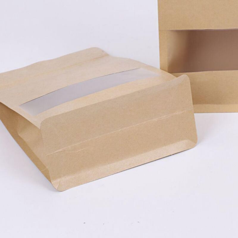 Brown Kraft Paper Bag Stand up Quad Seal Block Bottom Gusset