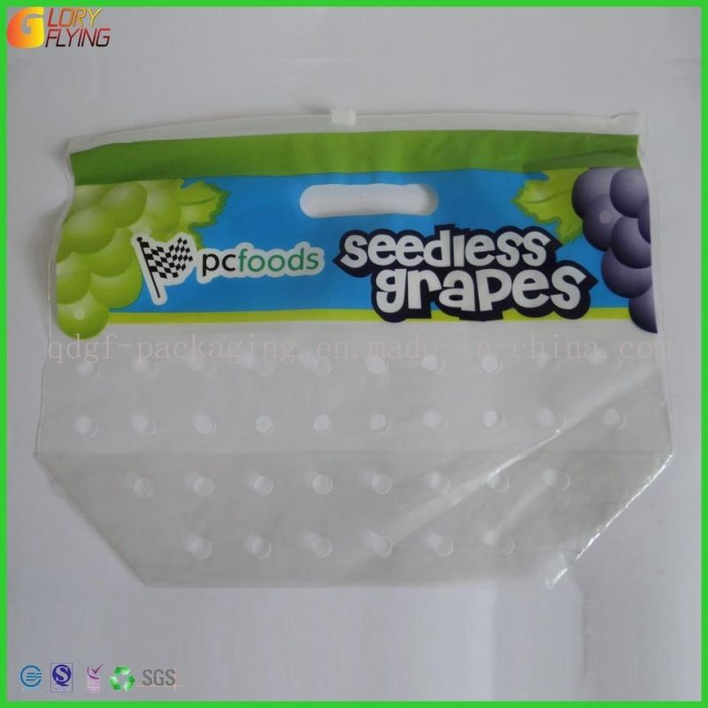 Plastic Perforation Grape Fruit Bags with Zipper and Excellent Printing