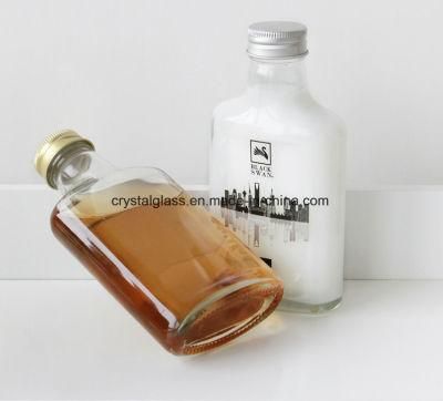 200ml 250ml Flat Flask Wine Whisky Coffee Glass Bottles with Caps