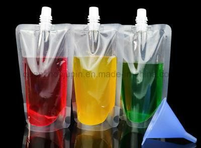 OEM Plastic Transparent Doypack Juice Drink Liquid Spout Packaging Bag