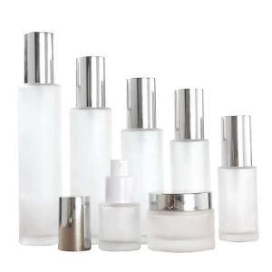 Skincare Packaging 50ml 100ml 120ml Luxury Cosmetic Frosted Glass Foundation Bottles with Gold Silver Pump for Cosmetics