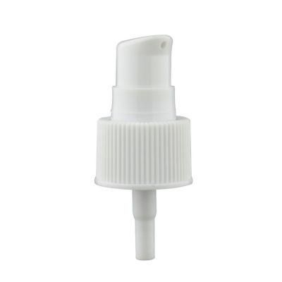 White Plastic Ribbed Cream Pump with Cover