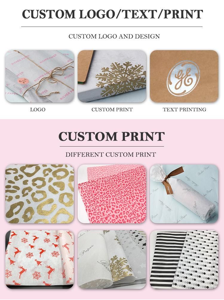 Promotion Custom design Logo Pattern Printed Plain Tissue Wrapping Paper