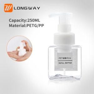 250ml Square Plastic PETG Cosmetic Foam Bottle with Foam Pump