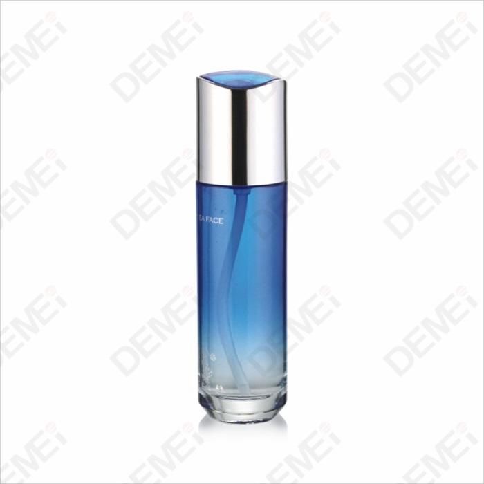 Demei 40/100/120ml 30/50g Cosmetic Skin Care Packaging Coating Blue Toner Lotion Glass Bottle and Cream Jar Series with Speical Shape Cap