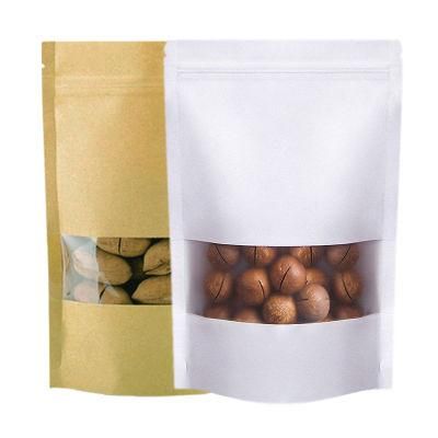 Stand up Zip Lock Food Packaging Kraft Paper Bags with Window