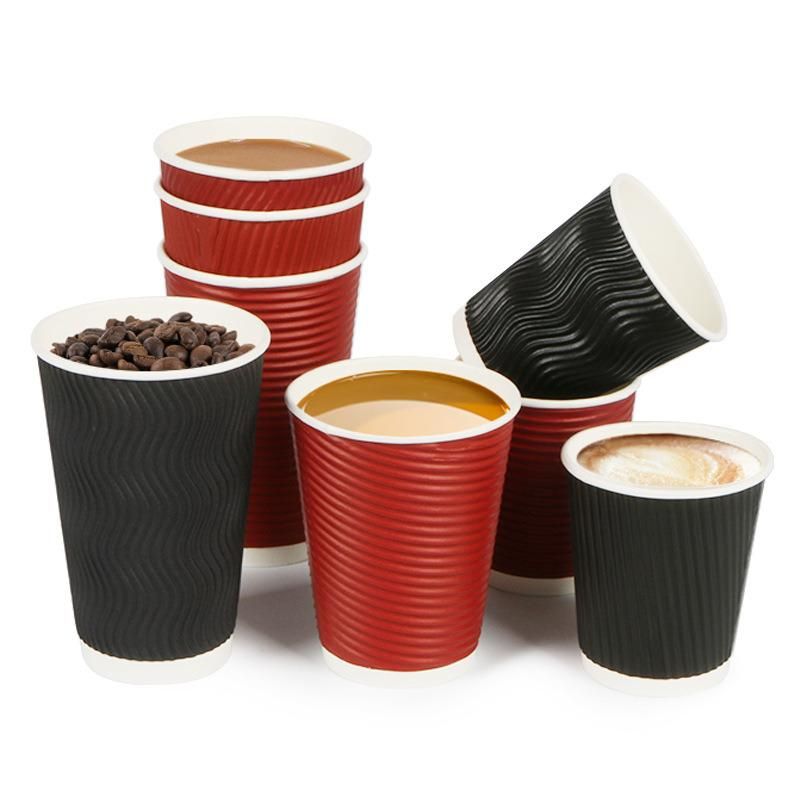 Factory Directly Sale Logo Printed Ripple Wall Paper Coffee Cup