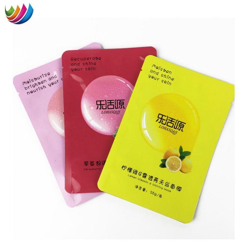 Heat Sealable Holographic 3 Side Seal Aluminum Foil Laminated Pouch Cosmetic Packaging Bag Facial Mask Sheet Packaging