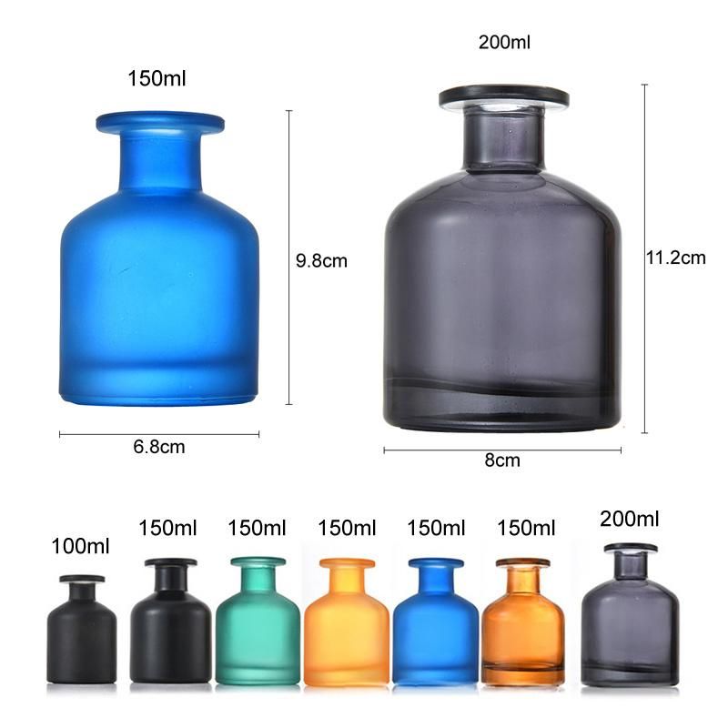 Wholesale 200ml Empty Black Transparent Glass Reed Diffuser Bottle for Diffuser with Cork