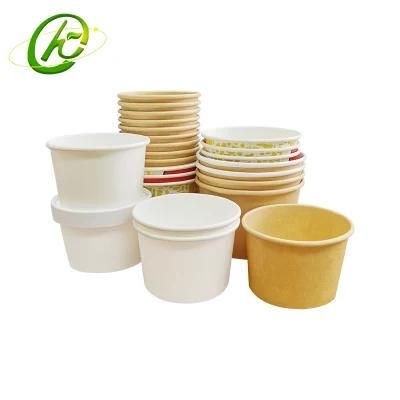 Custom Printed Kraft Disposable Ice Cream Paper Cups Disposable Ice Cream Bowls