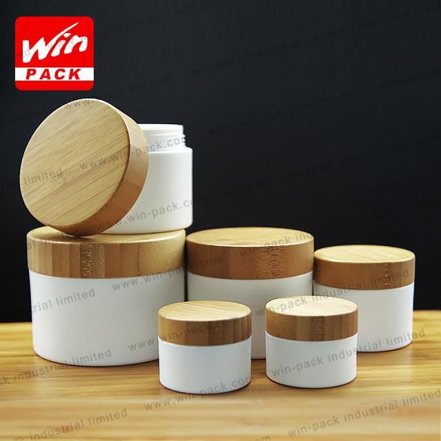 Bamboo Cap Custom Printed Cosmetic PP Plastic Cream Jar for High Quality