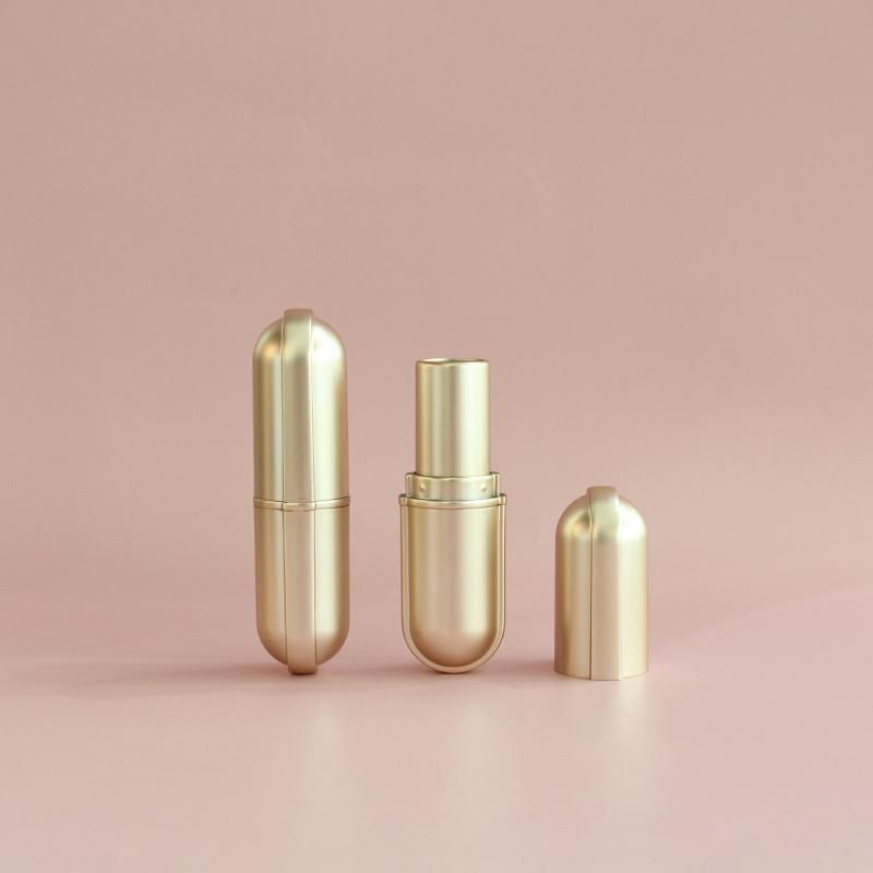 Luxury Lipstick Tubes Gold Round Shape Plastic Tube Makeup Packaging