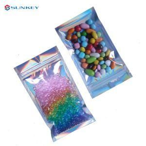 Mini Jewelry Holographic Pouch with Clear Front / 3 Sides Seal Ziplock See Through Plastic Bag