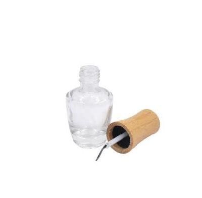 Transparent Glass Nail Polish Bottle with Wooden Cap