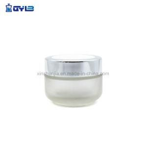 Supply Cosmetic Packaging Empty Frosted Glass Bottle with Silver-White Aluminum Cap