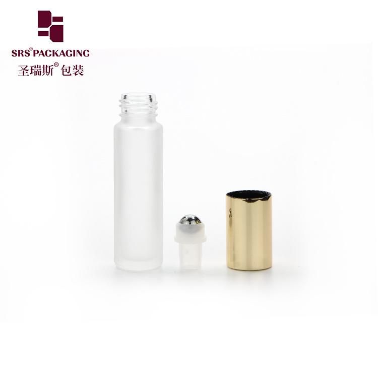 Perfume Essential Oil Packaging 5ml 6ml 8ml 10ml Black Clear Amber Green Blue Cosmetic Roll on Glass Roller Bottle with Roller Ball Gold Aliminum Cap