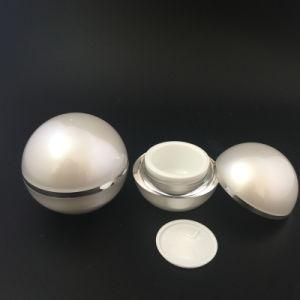 Pearl White Acrylic Ball Shape Cream Jars for Cosmetic Packaging