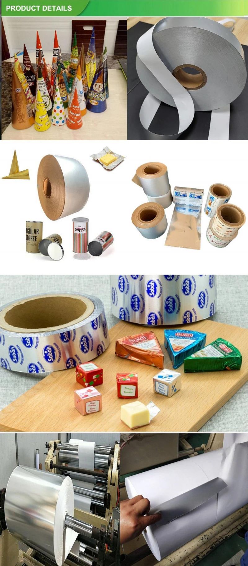 Butter Rolls Aluminum Foil Wrapping Paper Roll Ice Cream Packaging Suppliers