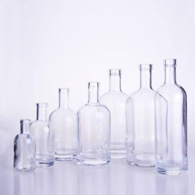 200ml 375ml 500ml 750ml 1000ml Nordic Heavy Base Glass Liquor Bottle with Cork Lid
