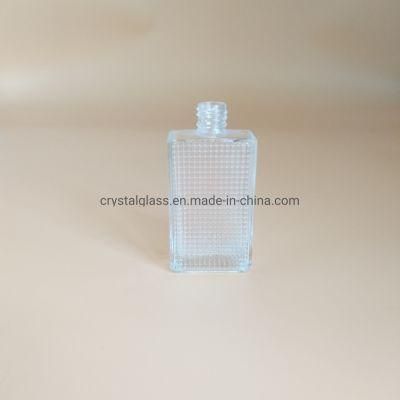 50ml Rectangle Shape Glass Perfume Bottle with Golden Sprayer and Overcap