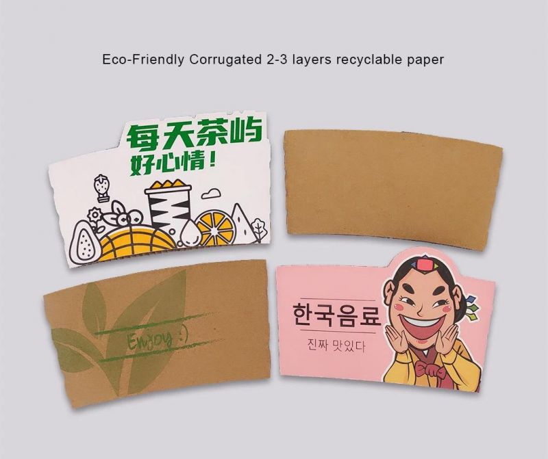 Eco-Friendly Disposable Kraft Paper Cup Sleeve for Hot and Cold Beverage