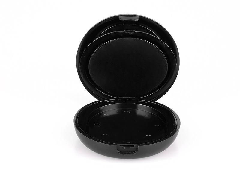 59mm Pan Elegant Black Matt Compact Powder Case with a Mirror Face Powder Packaging Black Makeup Compact Case with Double Pan