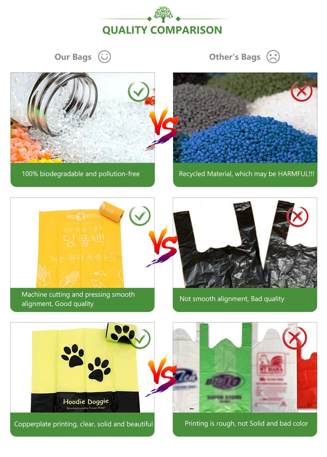 PLA + Pbat + Corn Starch Drawstring 100% Biodegradable Pet Poop Bags for Dog