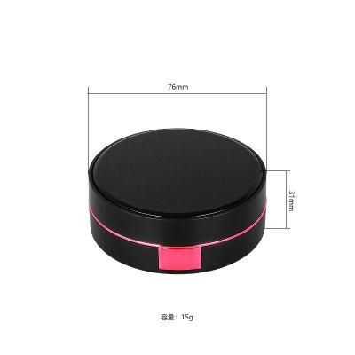 15g Luxury Black Round Air Cushion Bb Foundation Case with Mirror 15g Empty Bb Cream Cushion Liquid Foundation Container