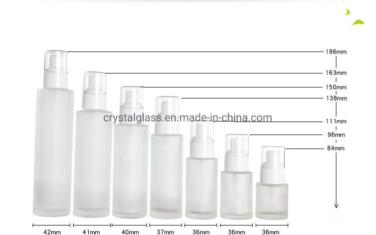 China Supply Lotion Bottle in Frosted Glass with White Caps