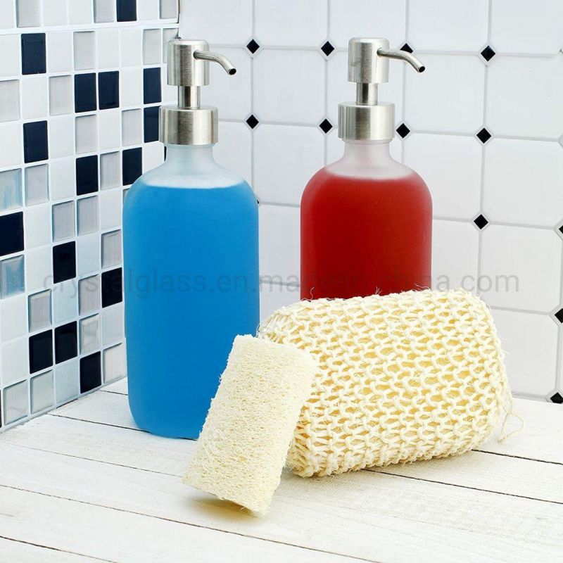 500ml Refillable Wash Hand Liquid Bottle Glass Soap Dispenser for Bathroom