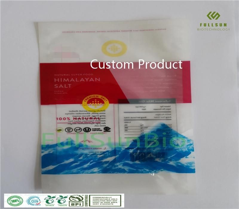 100% Fully Biodegradable Food Packaging Bag Composite with Three Side Sealing Custom Printed Compostable Freezer Vacuum Plastic Bag