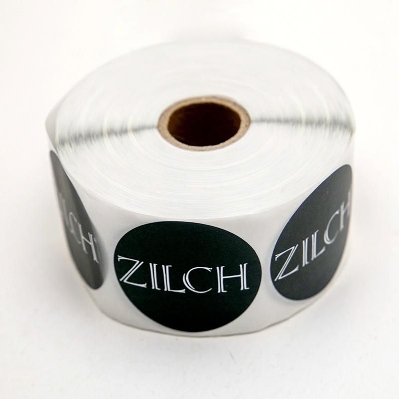 Rolling Printed Round Custom Round Paper Black Sticker for Wrapping Tissue Paper Packaging
