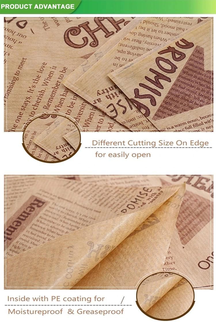 Catering Paper for Fried White Kraft Take Away Food Bag