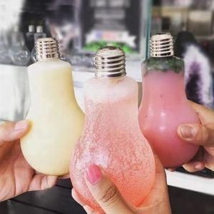 Promotional Items LED The Light Bulb Shaped Drinking Cup Light Bulb Bottle Glass with Straw