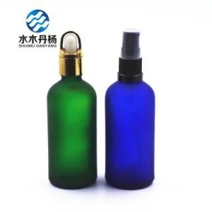 100ml Frosted Blue Green Color Essential Oil Bottle Oil Dropper Glass Bottle