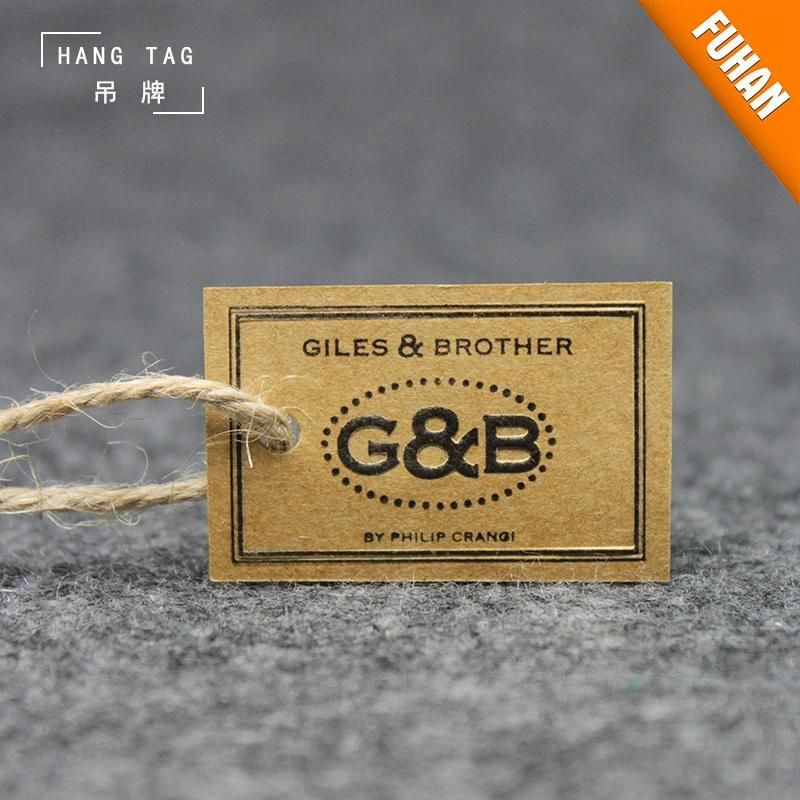 Printing Brand Logo Embossed Kraft Hang Tag and Labels