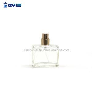 Transparent Square Cosmetic Glass Bottle with Aluminum Cap