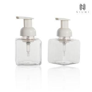 300ml Foam Bottle Clear Facial Mousse Liquid Bottle Square Plastic Container with Foam Pump