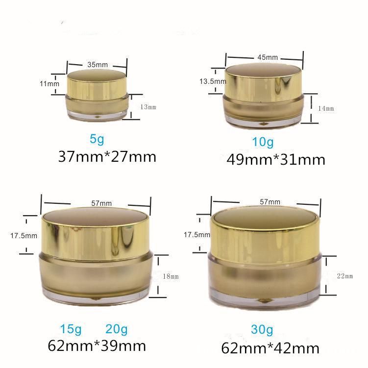 5g 10g 20g 30g White Pink Gold Empty Refillable Cream Acrylic Jar Plastic Cosmetic Packaging Bottle for Makeup Product